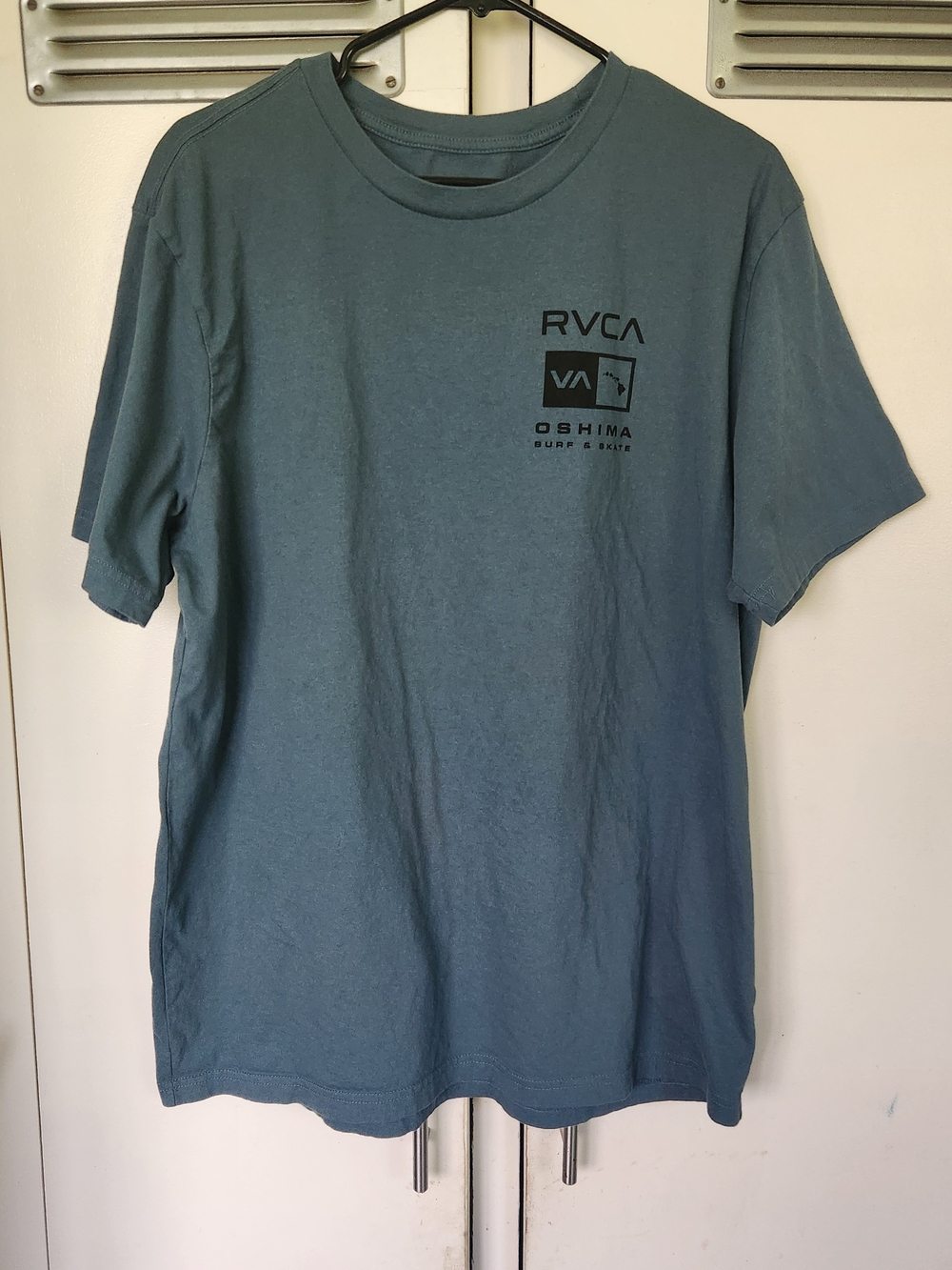 RVCA Slate Blue Oshima Logo Short Sleeve Tee